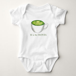 M is for MATCHA Green Tea Latte Alphabet Letter Baby Bodysuit