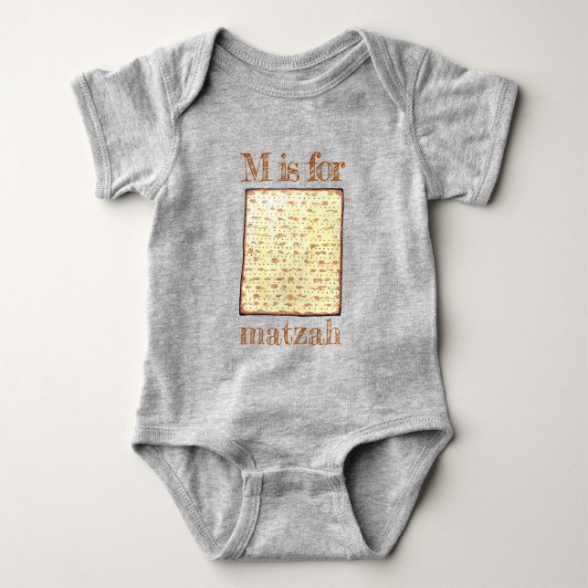 M is for Matzah Matzoh Matzos Unleavened Flatbread Baby Bodysuit (Front)