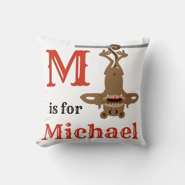 M is for Michael baby boy  Cushion (Front)