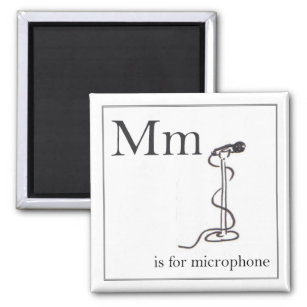 M is for microphone 5.1 Cm Square Magnet