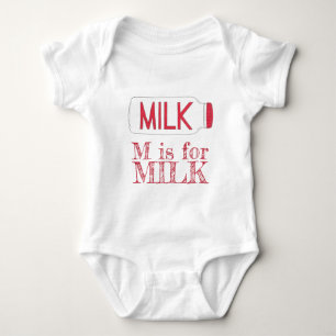 M is for MILK Jug Bottle Foodie Alphabet ABCs Baby Bodysuit