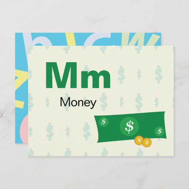 M is for Money - Alphabet Flash Card (Front/Back)