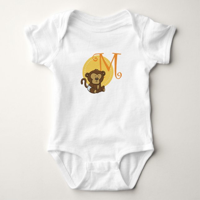 M is for Monkey Baby Bodysuit (Front)