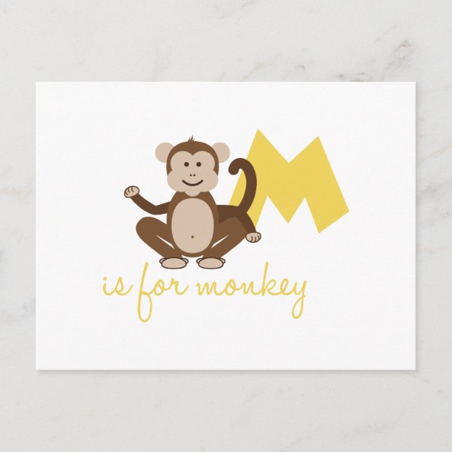 M Is For Monkey Postcard (Front)
