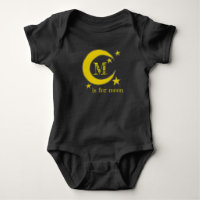 M is for Moon Yellow Crescent Night Sky Stars ABCs