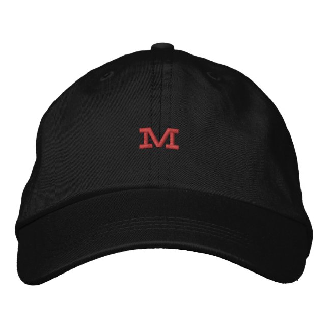 M Letter Initial Cap - Monogram Embroidered Hat (Front)