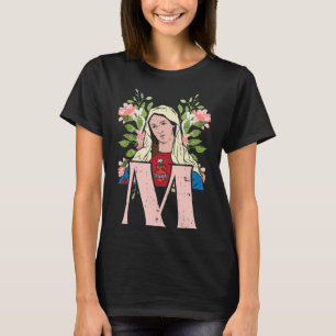 M Mary Virgin Sacred Heart Jesus Religious Catholi T-Shirt