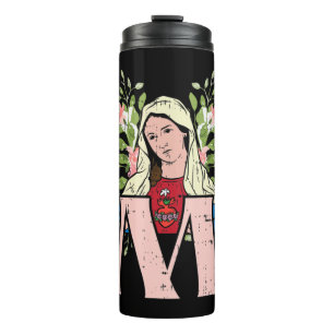 M Mary Virgin Sacred Heart Jesus Religious Catholi Thermal Tumbler