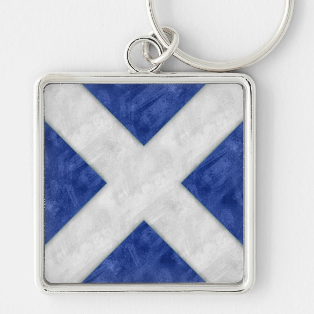 M Mike Watercolor Nautical Signal Maritime Flag Key Ring (Front)