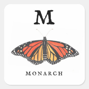 "M" Monarch  Square Sticker