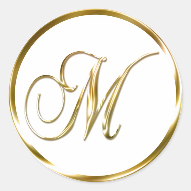 M Monogram Faux Gold Envelope Or Favour Seal (Front)