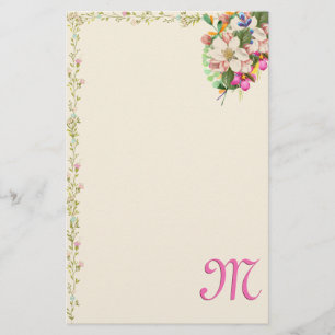 M Monogram Floral Bouquet Stationery