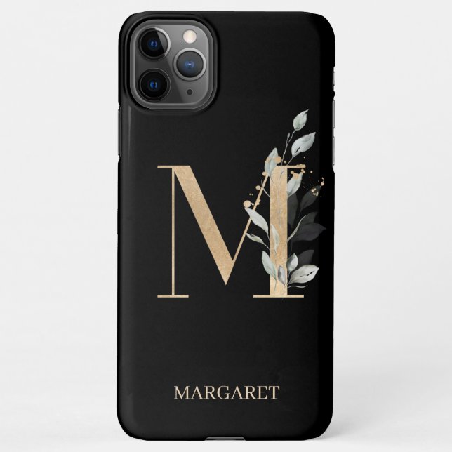 M Monogram Floral Personalised iPhone Case (Back)