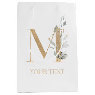 M Monogram Floral Personalised Medium Gift Bag