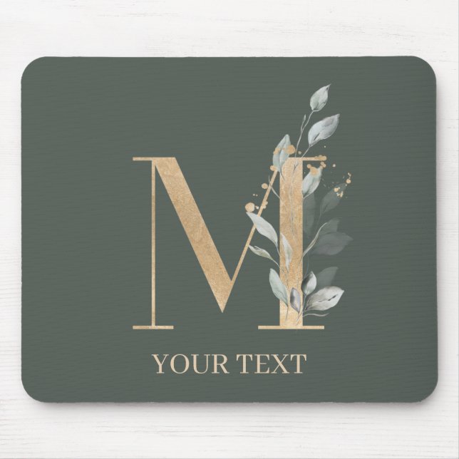 M Monogram Floral Personalised Mouse Pad (Front)