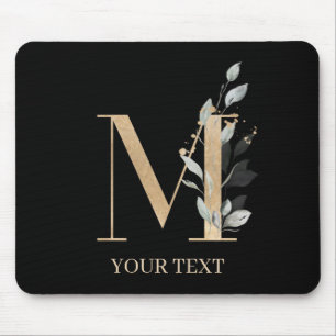 M Monogram Floral Personalised Mouse Pad