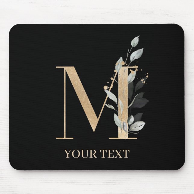 M Monogram Floral Personalised Mouse Pad (Front)