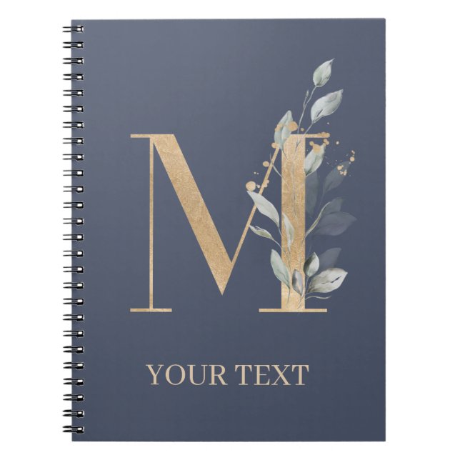 M Monogram Floral Personalised Notebook (Front)