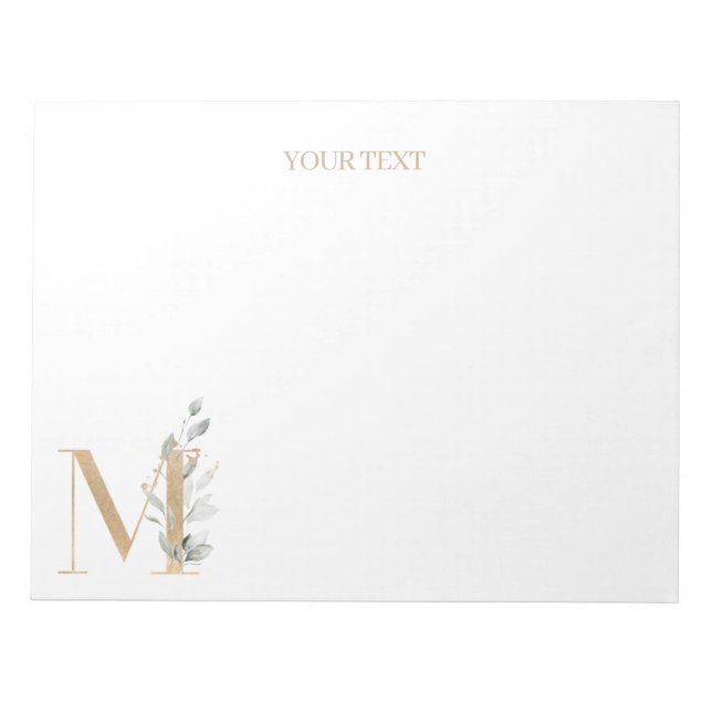M Monogram Floral Personalised Notepad (Front)