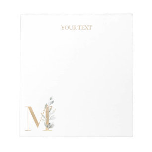 M Monogram Floral Personalised Notepad