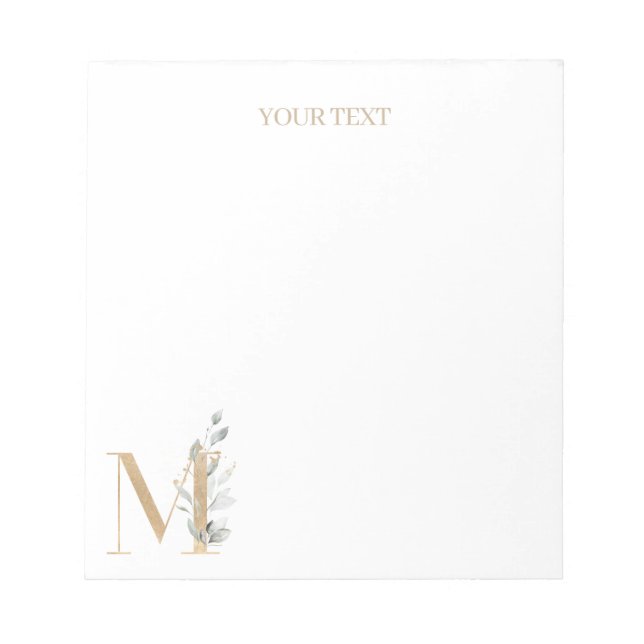 M Monogram Floral Personalised Notepad (Front)