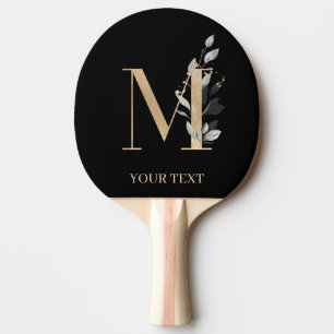 M Monogram Floral Personalised Ping Pong Paddle