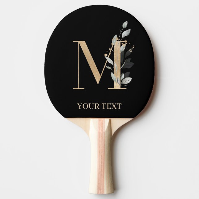 M Monogram Floral Personalised Ping Pong Paddle (Front)