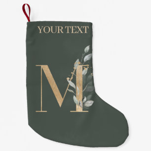 M Monogram Floral Personalised Small Christmas Stocking