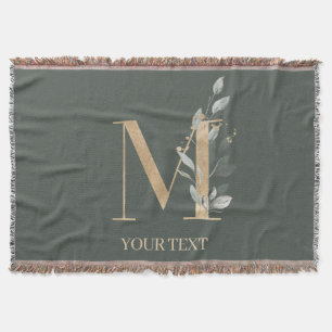 M Monogram Floral Personalised Throw Blanket