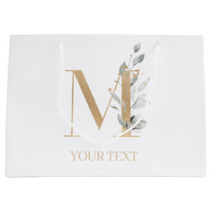 M Monogram Floral Personalized Large Gift Bag