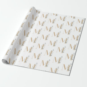 M Monogram Floral Wrapping Paper
