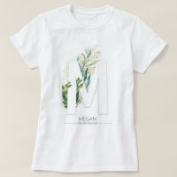 M Monogram Gold Greenery Leaves Elegant