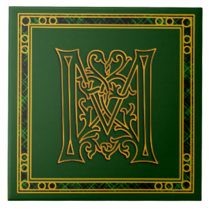 M Monogram "Irish Gold on Green" Ceramic Tiles