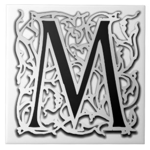 M Monogram "Silver Besque" Ceramic Tile