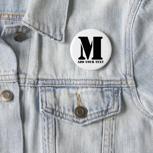 M Monogram Simple Modern Minimalist Personalised  6 Cm Round Badge (In Situ)