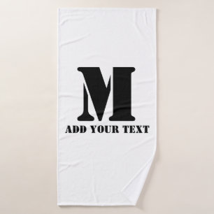 M Monogram Simple Modern Minimalist Personalised  Bath Towel