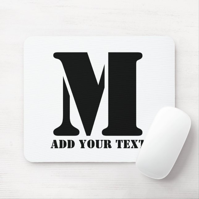 M Monogram Simple Modern Minimalist Personalised  Mouse Pad (With Mouse)