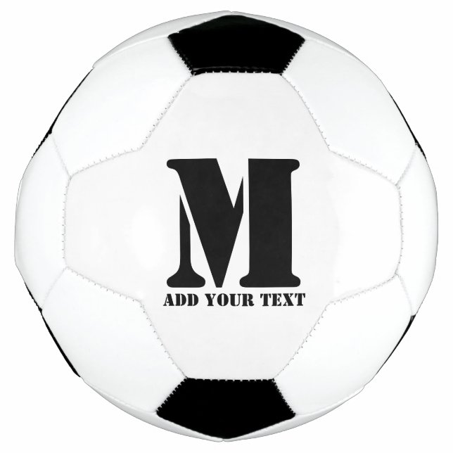M Monogram Simple Modern Minimalist Personalised  Soccer Ball (Front)