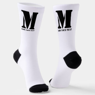 M Monogram Simple Modern Minimalist Personalised Socks