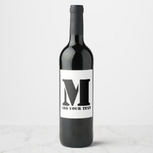 M Monogram Simple Modern Minimalist Personalised Wine Label