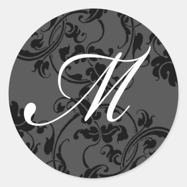 M Monograms Initial Wedding Stickers (Front)