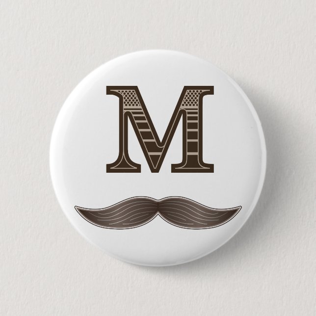 M Moustache 6 Cm Round Badge (Front)