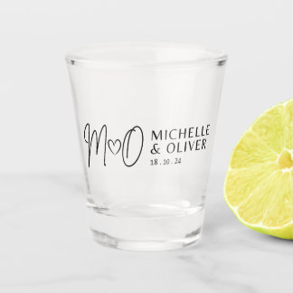 M+O wedding day Shot Glass