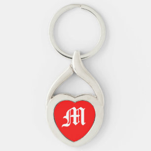"M" Red Heart Keychain