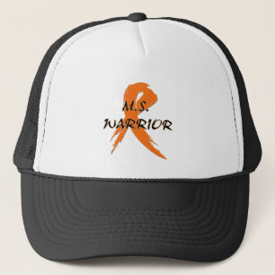M.S. Warrior words with orange ribbon Trucker Hat