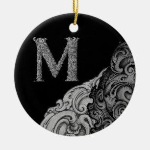 M - The Falck Alphabet (Silvery) Ceramic Tree Decoration