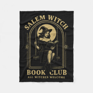 M Witch Book Club Bookish Halloween Full Moon Read Fleece Blanket