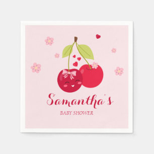 Ma Cherie Cherry Pink Coquette Girl Baby Shower Napkin