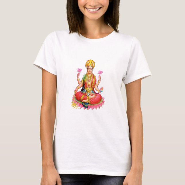 Ma Lakshmi, Hindu Goddess of Wealth Long Sleeve T- T-Shirt (Front)