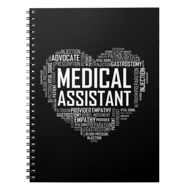 MA Medical Assistant Heart Love T Shirt Gift Clini Notebook (Front)